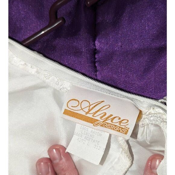 Vintage 90s Alyce Designs White Lace Coquette Dress - Picture 10 of 13